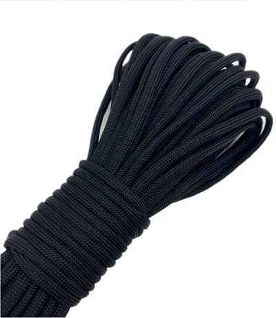 Himtop 30M Black Nylon R-ope 6MM Multi-functional Nylon Rope Cord Hanging String, Traction Tying Rope for Camping Outdoor Activities Garden Bundling Garage Clothesline.