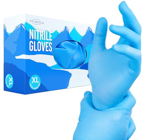 JFA Medical Disposable Powder Free, Latex Free, Food Grade, Food Prep Blue Nitrile Gloves - Box of 100 (Extra Large)