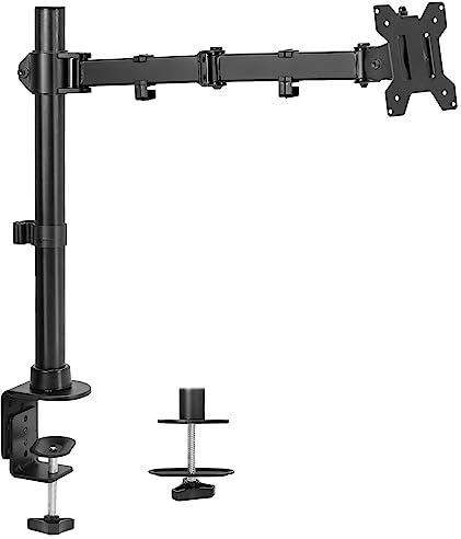 VIVO Single Large Monitor Arm Desk Mount, Holds Screens up to 45 inch Ultrawide, Fully Adjustable Stand with C-Clamp and Grommet Base, VESA 75x75mm or 100x100mm, Black, STAND-V149
