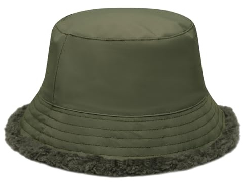 Hassidanzar Sombreros Gorro de Pescador Impermeables y cálidos con Revestimiento de Lana de Sombrero de Invierno para Hombres y Mujeres CU609EU, Verde Militar, Talla L