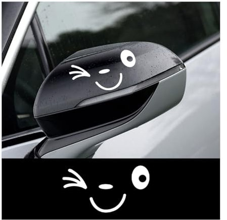 JNNJ Adesivi Specchietti Auto Smile Sorriso, 2 Adesivi Decorativi Design Smile Face, 3D Per Decalcomania Adesivo Decorativo, Auto Confezione Adesivi per Specchietti Retrovisori Car(Bianco)