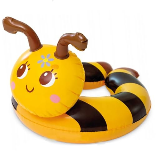 Virsus Salvagente Gonfiabile Rotondo 220NP, Misura 59x54 cm, Ciambella Gonfiabile a Forma di Animale, Cuscino d'aria per piscina, per Feste ed Eventi (Ape Gialla)