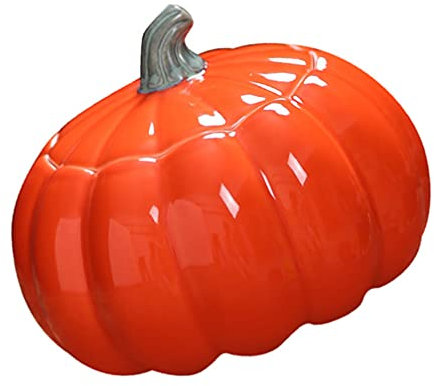 XAoSCd Decorative Ceramic Jar Cookie Biscuit Treat Jar Kitchen Canister Food Snack Storage Jar Candy Dish Pumpkin Figurine Pumpkin Ornament-Orange (Orange)