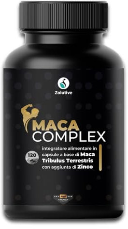 Maca Peruviana Nera Forte e Tribulus Terrestris Alto Dosaggio con Arginina - 120 Capsule Complex Originale - Pillole per Resistenza Uomo