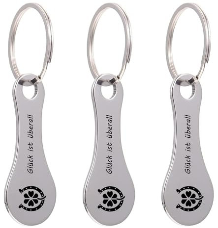 T TAKONE Einkaufswagenlöser, 3 Stück Edelstahl Auszieher für Einkaufswagen, Abnehmbarer Einkaufschip Schlüsselanhänger für Alle Einkaufswagen