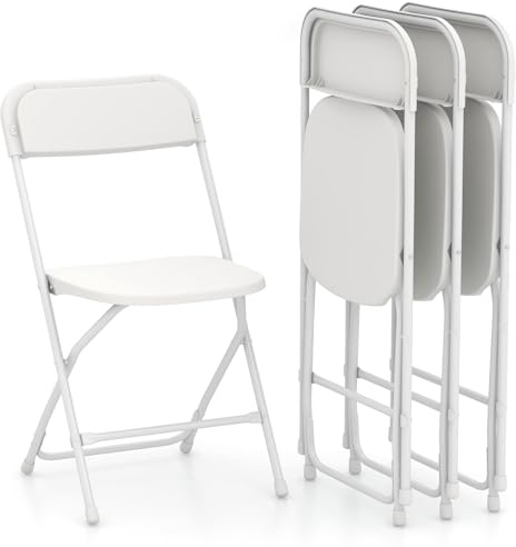 GIANTEX Set di 4 sedie pieghevoli, con telaio in metallo e schienale, per feste ed eventi, per ospiti fino a 150 kg