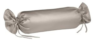 liebling Kissenhülle Nackenrolle Interlock Jersey 40 x 15 cm, Farbe Taupe, Kissenbezug aus 100% Baumwolle, edler Glanz, waschbar 60 Grad, Ökotex 100