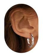 Ohrringe Silber 925 Creolen Für Damen | Gedrehte Zirkonia Creolen, Silber & 14K Vergoldet | Funkelnd, Leicht, Hypoallergen