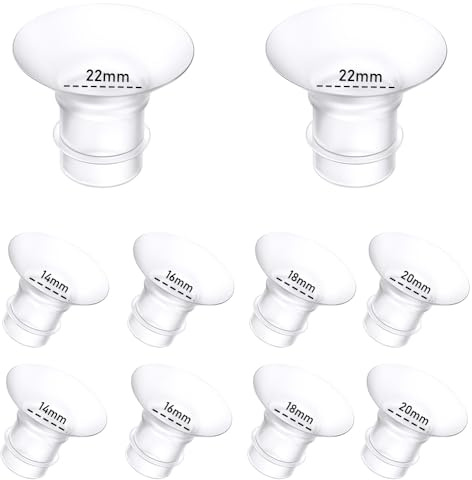 Lot de 10 inserts de bride de tire-lait – 14/16/18/20/22 mm pour Momcozy M5/M9/M6/S12 Pro/V1 Pro/V2 Pro, pour tire-lait Spectra/Eufy/Medela/Elvie/Lansinoh