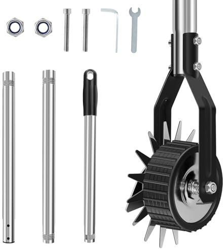 Bordeadora de césped con rueda lateral, herramienta manual de borde de césped, herramienta de borde de jardín, recortadora de césped de mano, tijeras giratorias para césped de jardín (mango de 1,2 m)