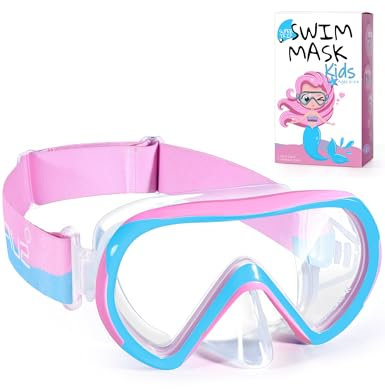 Supertrip Kinder-Schwimmbrille mit Nasenabdeckung für Kinder von 6–14 Jahren, gehärtetes Glas, Stoffband, Schwimmbrille, Schnorchelmaske für Jungen, Mädchen, Pool, Strand