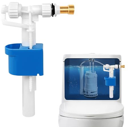 Robinet de remplissage universel pour réservoir de chasse d'eau G3/8 et G1/2 - Raccord en laiton - Pièces de rechange - Quantité d'eau réglable pour réservoirs de chasse d'eau bas ou hauts