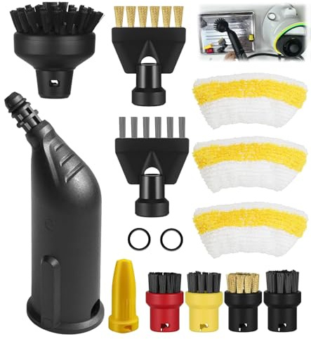 ZHEHNSA 14Stuck für Kärcher SC5 SC3 SC1 SC4 SC2 Zubehör, für Kärcher Dampfreiniger Zubehör SC1 SC3 SC5 SC4 SC2 inkl. verlängerter Düse, gebogener Düse, Rundbürste, Fugendüse, Mikrofasertuch