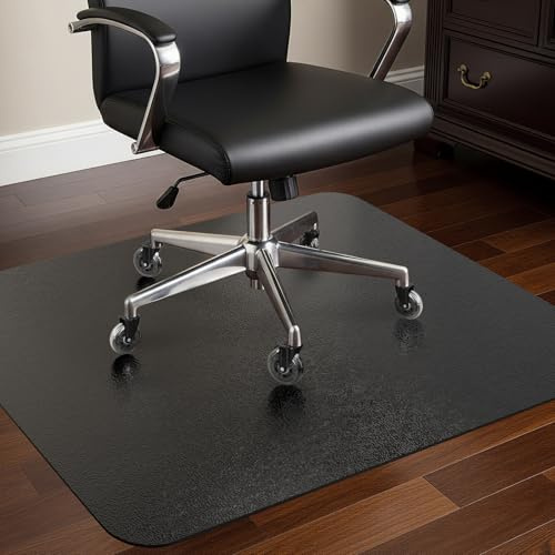 COSYLAND Protector de Suelo para Silla con Ruedas – Alfombra con Textura Antiarrayado 90 x 120 cm, Tapete de PVC para Silla de Oficina, Parquet, Escritorio o Gaming, Negro