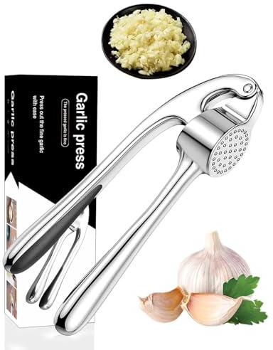 FUGLUS Prensa de ajos apta para lavavajillas,prensa de ajo con mango fácil de presionar,práctico utensilio de cocina,trituradora de ajos y jengibre sin pelar,prensa profesional de ajos y jengibre