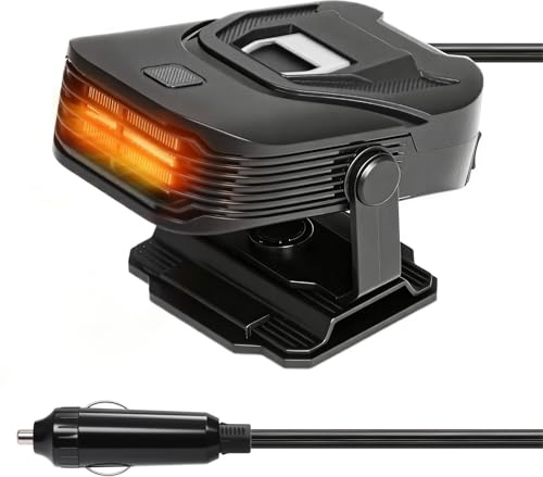RAYNEAY Plug-in Car Heater, 12 Volt Cigarette Lighter Car Fan Heaters with 2 Modes and 360-Degree Rotatable, Portable Front Windscreen Defroster Heater for Winter