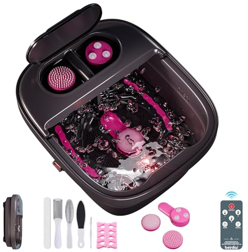 Beinilai Massaggiatore pieghevole per pedicure con riscaldatore, telecomando, controllo della temperatura, 3 accessori per pedicure, pediluvio con bolla e manico per alleviare lo stress