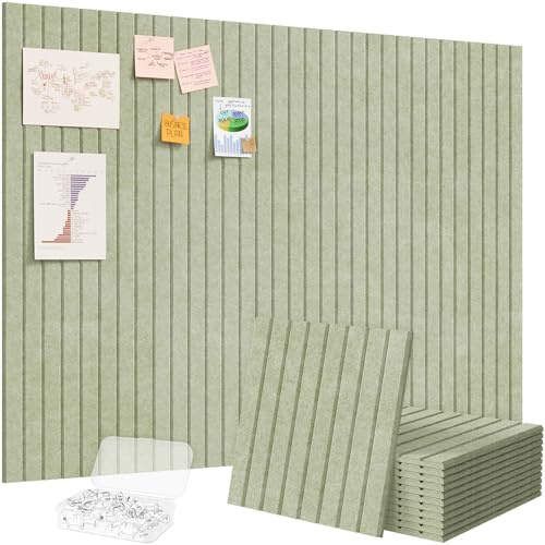 Lifewit 120 x 90 cm Anslagstavla i Filt Självhäftande, 12-Pack Alternativ till Anslagstavla Kork, Vision Board Meddelandetavla med 50 Häftstift för Kontor, Kök och Barnrum, Salviagrön