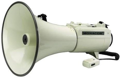 Monacor TM-45 megafon med handhållen mikrofon, integrerade ljud