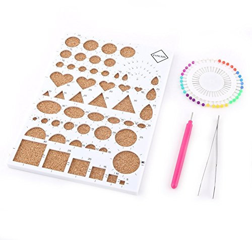Papier-Rüschen-Bastelset, Vorlagenbrett, Pinzette, Stifte und Schlitzstift, Quilling-Werkzeug-Set (Farbe: Weiß)
