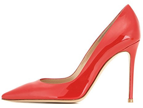 EDEFS Damen Pumps Klassisch High Heels Closed Zehe Schuhe Rot Lack Größe EU39