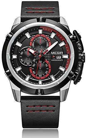Multifunktionell Herrenuhr Kronograf Kalender Mekanism Vasserdichte Uhr Herren Lederband Quarzuhr rem 1
