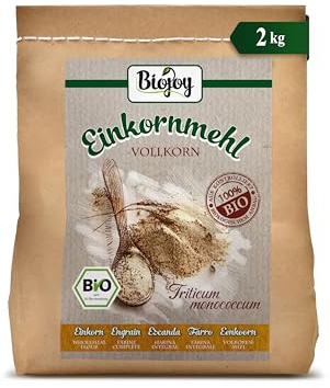 Biojoy Ekologiskt enkornsmjöl, fullkorn, ljust, för bakning, 2 kg