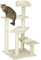 PawHut Kratzbaum 100 cm Katzenturm mit Sisalstämme, große Plattform, mehrstöckiger Katzenkratzbaum, Kletterbaum, für kleine & mittelgroße Katzen, Beige