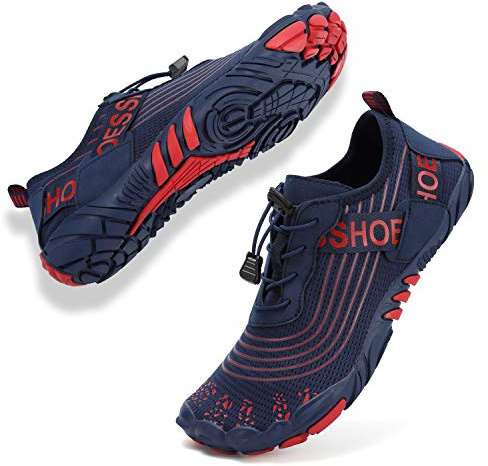 Topwolve Chaussures Aquatique Homme Femme Barefoot Chaussures de Trail Running Léger Séchage Rapide Chaussures de Plongée Surf Natation pour Piscine et Plage Bain,Bleu Foncé,39 EU