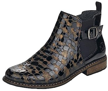 Rieker Ladies Ankle Boots Z4965-90 - Black Combination Leather - UK Size 5 - EU Size 38 - US Size 7
