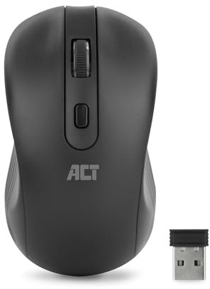 ACT Ratón inalámbrico Sensor óptico - 1000 dpi - Receptor USB de 2,4 GHz - Empuñadura para el Pulgar - para diestros y Zurdos - Ligero - AC5105