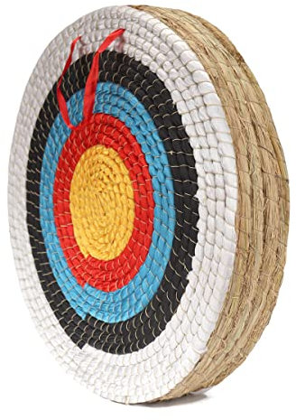 AUVIM Zielscheibe Bogenschießen Handgefertigtes Strohbogenziel für Recurvebogen Compoundbogen oder Langbogen 20Zoll Traditionelles Bogenpfeilziel für Kinder Jugend Erwachsene (White Black 5 Layers)