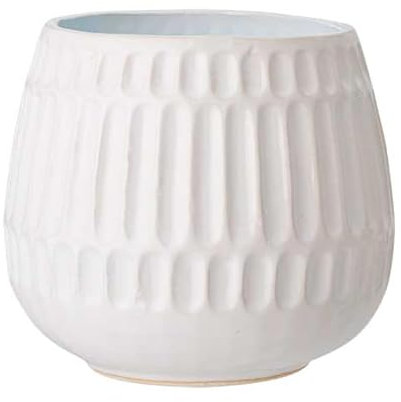Nordring Retro Übertopf Vintage Pflanztopf für Zimmerplanzen Blumentopf Riff L (16,5 cm ø), weiß, Keramik