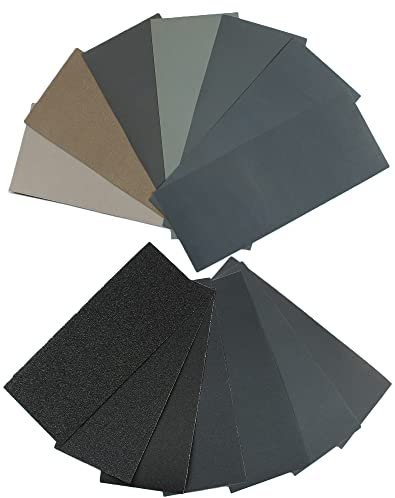 14 Piezas Papel de Lija (Grano 60 a 10000), en Seco y Húmedo, para Lijado y Pulida de Madera/Metal/Muebles/Automóviles, Grano Alto, 23 x 9 cm