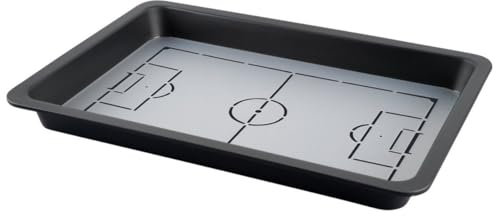 Zenker Pflaumenkuchenblech mit Fußballfeld-Schablone – Premium Backform für Sportfans, 420 x 290 x 40 mm, hitzebeständig bis 230°C, Schwarz