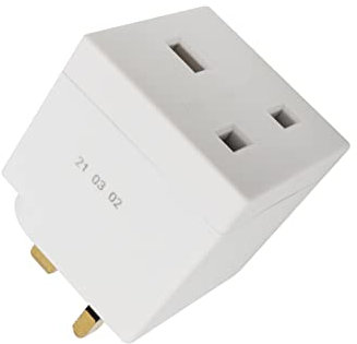 FAMHOME 2 Way block Plug 2 way Plug in Block Mains Adaptor, 2 Way Multi Socket Plug Adaptor, Power Extension Wall Adaptor for Smartphone, Home, Office, Travel (White (1 Pack))