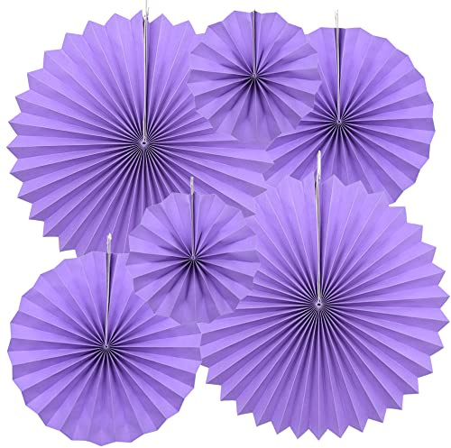 Yosawa Lot de 6 éventails en papier à suspendre pour décoration d'anniversaire, mariage, Noël, remise de diplôme, fête à thème (violet)