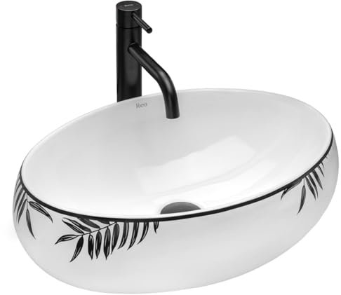 GTM Design Aufsatzwaschbecken Glanz Modern Waschbecken ohne Hahnloch - Elegant Aufsatzwaschbecken Oval für Badezimmer und Gäste WC - nur Bad Waschbecken - Modell 6
