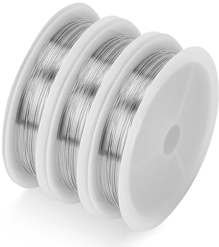 Silber Draht zum Basteln, 3 Rollen 0,3 mm Kupferdrahtrolle 15 m/Rolle Schmuckdraht Dünn Blumendraht Deko-Draht Bindedraht für Blumengestecke und Schmuckherstellung