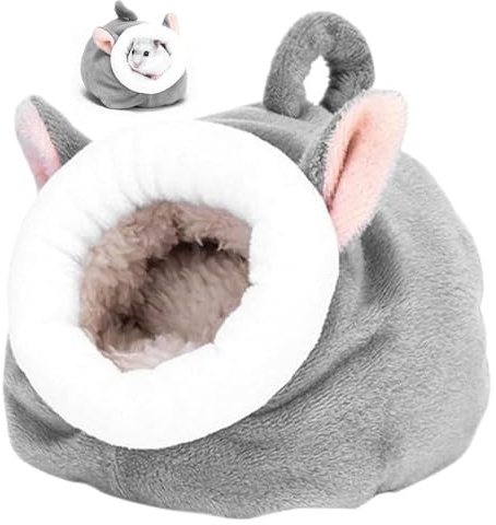 Ryaupy 1 nid en coton chaud lavable pour hamster et chinchilla - Gris