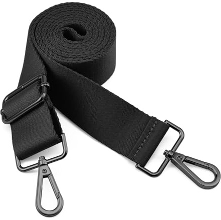 QIUTIMIY Shoulder Strap, Adjustable Thick Soft Universal Replacement Non-Slip Comfort with Nickel Buckles for Shoulder Bag/Messenger Bag/Crossbody Bag (Black)