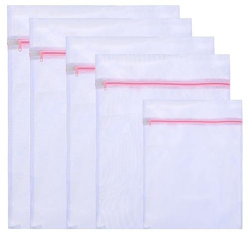 Wenrescry 5 bolsas de lavadora de malla con cremallera, red de lavandería para ropa interior, colada y ropas delicadas, evita deformación y arrugas, ideal para suéteres, camisas, medias