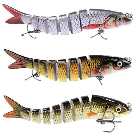 Swavitie 3 Stück Angelköder Barsch Wobbler Hecht Angel Köder Raubfisch Set Swimbait Klein Lebensechte Kunstköder Angeln Köder für Zander und Hecht Forellen Barsch