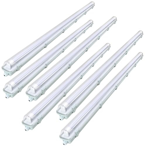 Izrielar 6 Pezzi Luce a prova di umidità LED 18W, Luce da Vasca 120CM, Bianco Neutro 4500K, Lampada Fluorescente Impermeabile IP65 Illuminazione per Officina, 1800lm Tubo LED T8 per Garage Magazzino