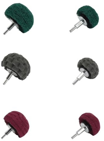 Gurxi 6 Piezas No Tejido Juego De Brocas Abrasivas Discos Abrasivos De Fieltro Pulir Para Taladro Rueda Abrasiva Pulidora Adecuado Para Colector/Aluminio/Acero Inoxidable/Cromo, Etc.