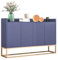 Sideboard, Kommode Blau, Küchenschrank mit 4 Türen, Kommoden&Sideboards Holz, Griffloses Design, Verstellbare Regale, Multifunktionaler Metallschrank für Schlafzimmer Wohnzimmer Küchenko Büro Flur