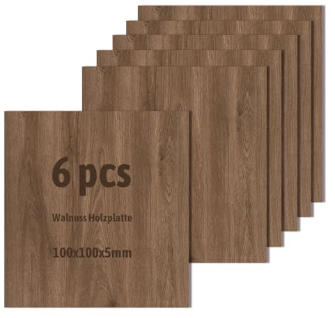 6 pezzi di pannello in legno di noce, pannello non compensato, legno grezzo per modellismo, taglio laser, incisione laser, pirograffia (100x100x5mm)