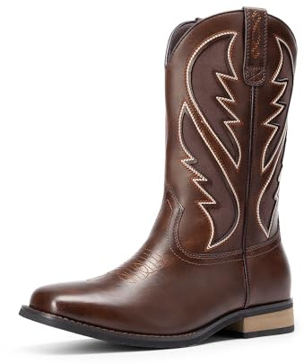 Bruno Marc Men's Western Cowboy Boots,Size 8,Coffee,BMUMMB2501