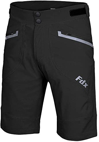FDX MTB Cycling Shorts Men's - Lightweight, Breathable, Quick Dry Mountain Bike Nomad Shorts with Adjustable Waistband, Zipper Pockets - Loose Fit Bicycle Training, Outdoor Sports, Running Black,L