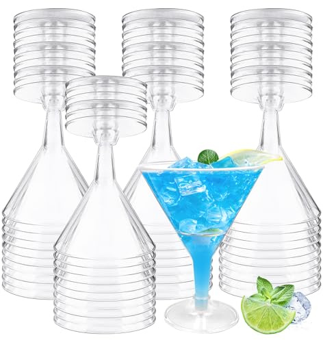 36 vasos de Martini de plástico, 200 ml, reutilizables, de plástico, copas de champán transparentes con mango, vasos de margarita para aniversario, fiesta, cumpleaños, boda (36)